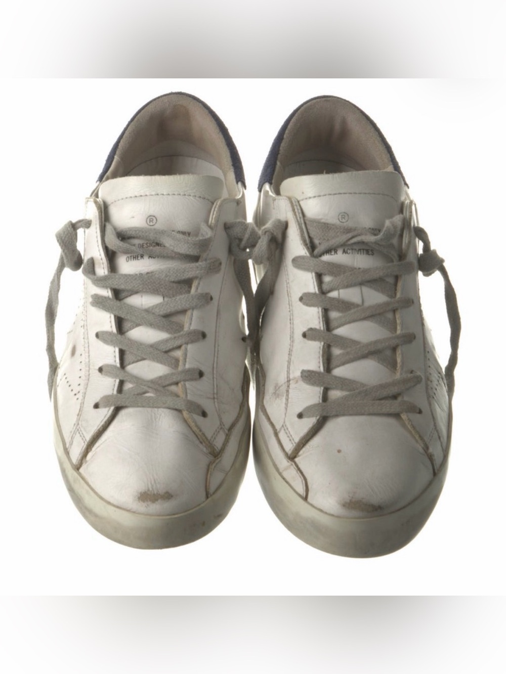 Golden Goose White Leather Distressed Lace-Up Sneakers